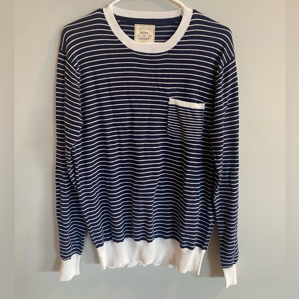 BRAND NEW - Hope & Henry striped long sleeve shirt with pocket - Size M